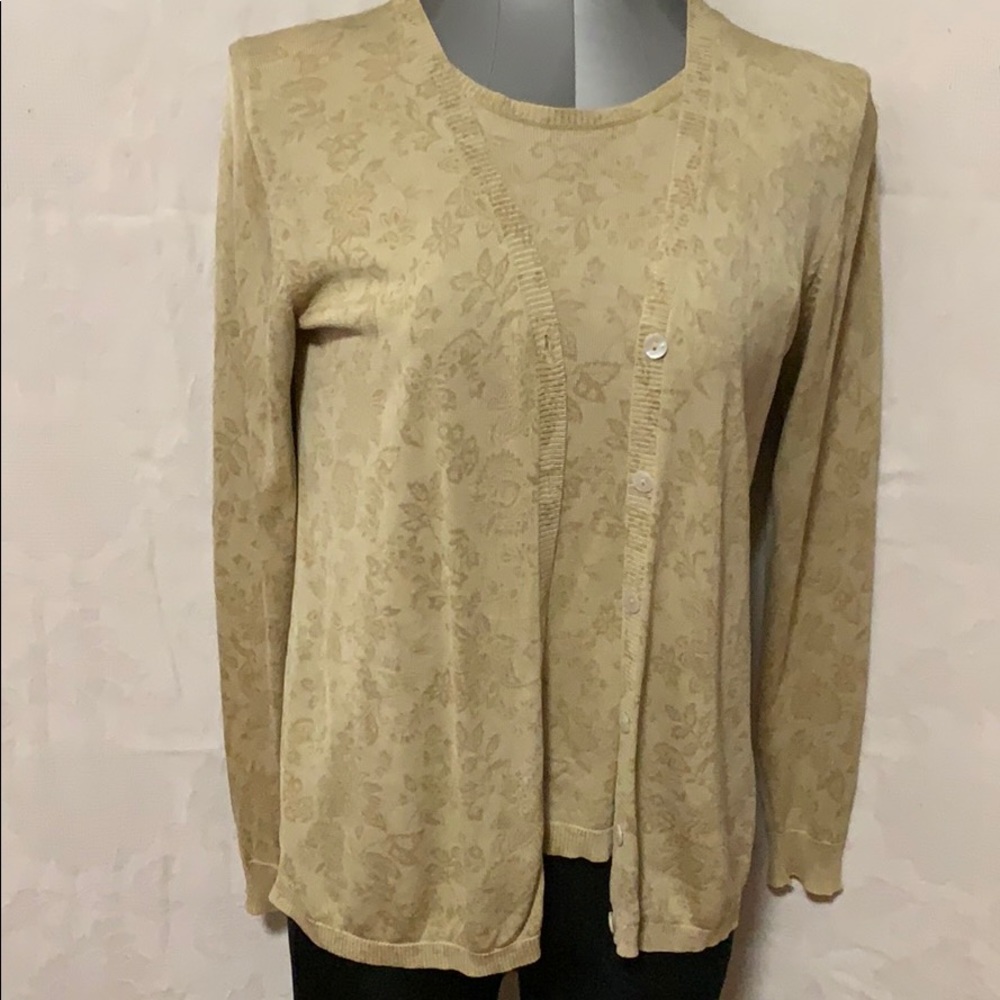 Liz Claiborne 100% silk 2pc floral cardigan set